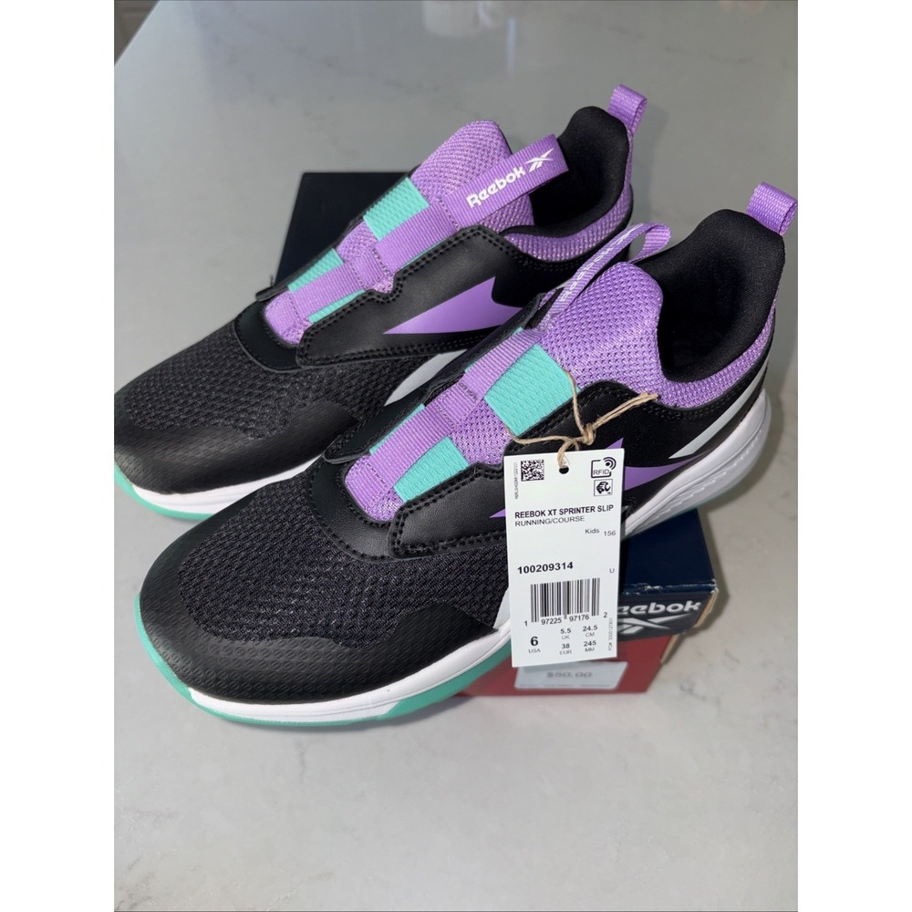Girls BRAND NEW Reebok XT Sprinter Slip Running Tennis Shoes Size 6 Kids Slip On